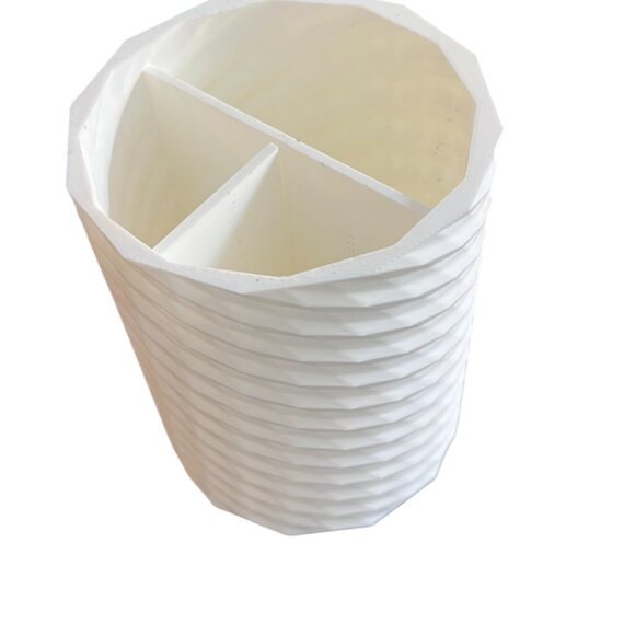 White Spiral Organizer Makeup Brush Holder Pen Cup Desk Vanity‎ Craft Storage - Picture 3 of 5